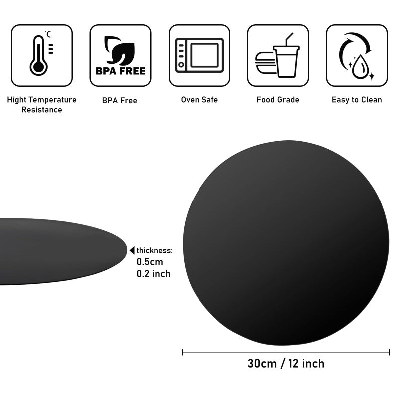 ddLUCK 2 Pack Multi-Purpose Silicone Microwave Mat, 12 Inch Non-Stick Silicone Baking Mat for Bottom of Oven, Heat Resistant - Black - Image 2